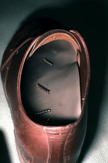 Metal swarf inside a shoe